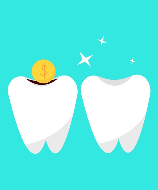 coin and tooth illustration  