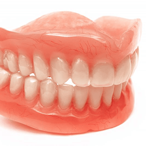 a model example of a pair of full dentures