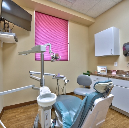 Dental exam room where preventive dentistry services are offered