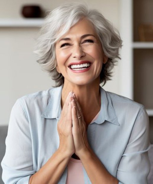 Happy, smiling senior woman with beautiful teeth 