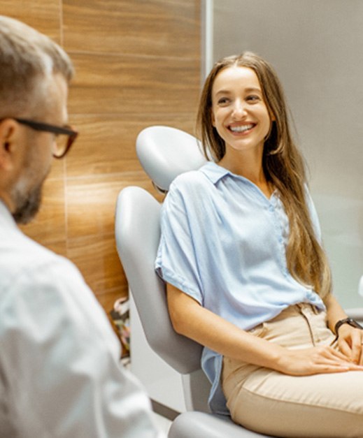 woman at consultation with dentist